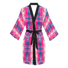 Load image into Gallery viewer, Desert Geo Blue Long Sleeve Kimono Robe
