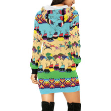 Load image into Gallery viewer, Horses and Buffalo Ledger Torquoise Hoodie Dress
