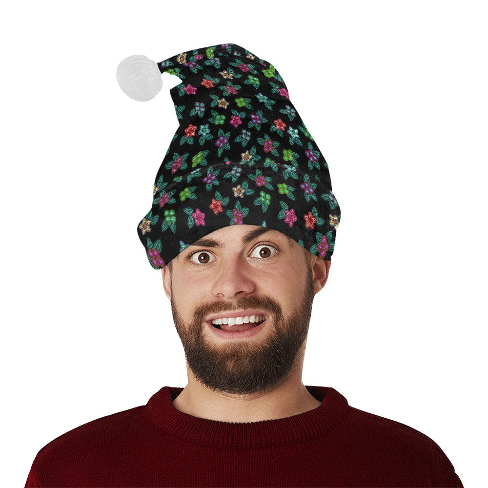 Berry Flowers Black Santa Hat