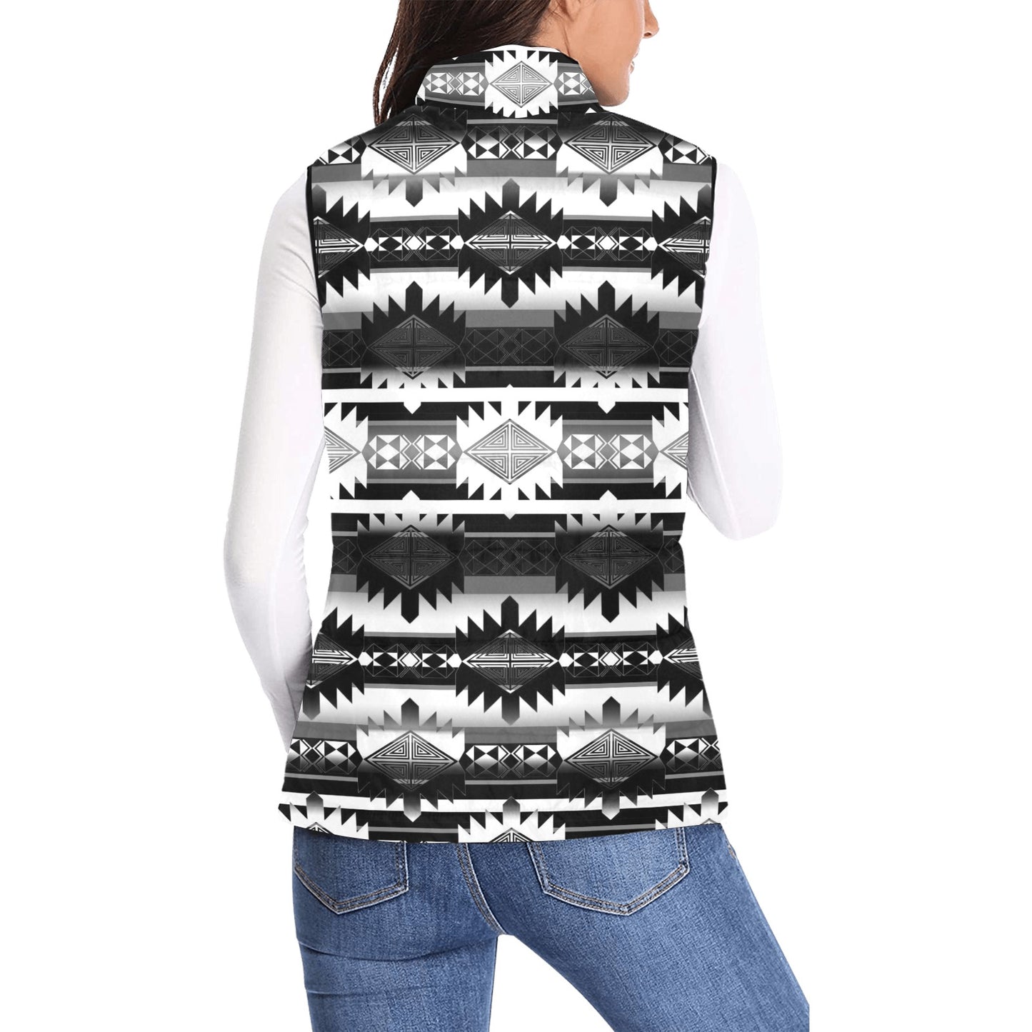 Okotoks Black and White Women's Padded Vest Jacket