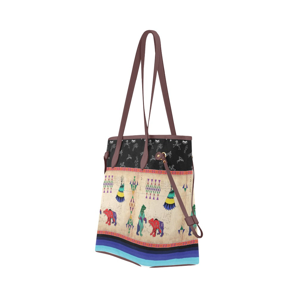 Bear Ledger Black Sky Clover Canvas Tote Bag