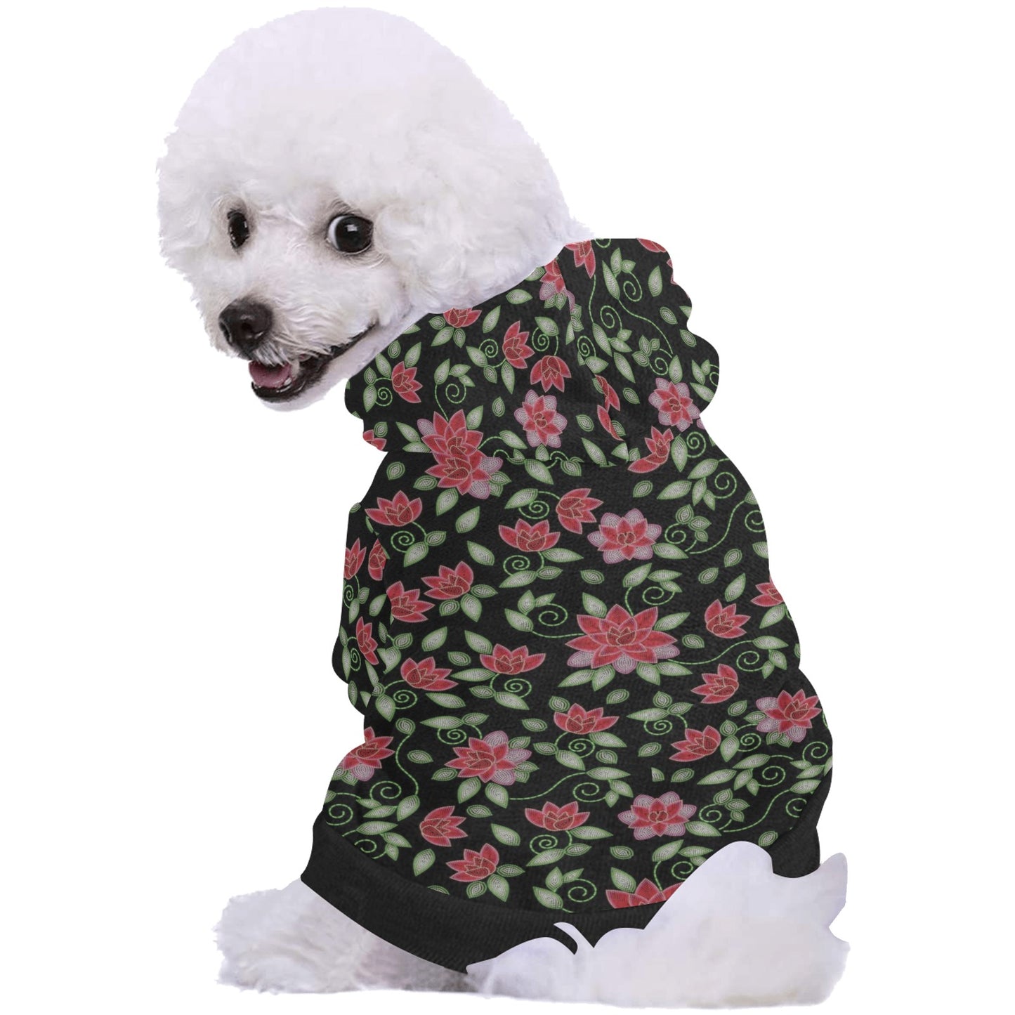 Red Beaded Rose Pet Dog Hoodie