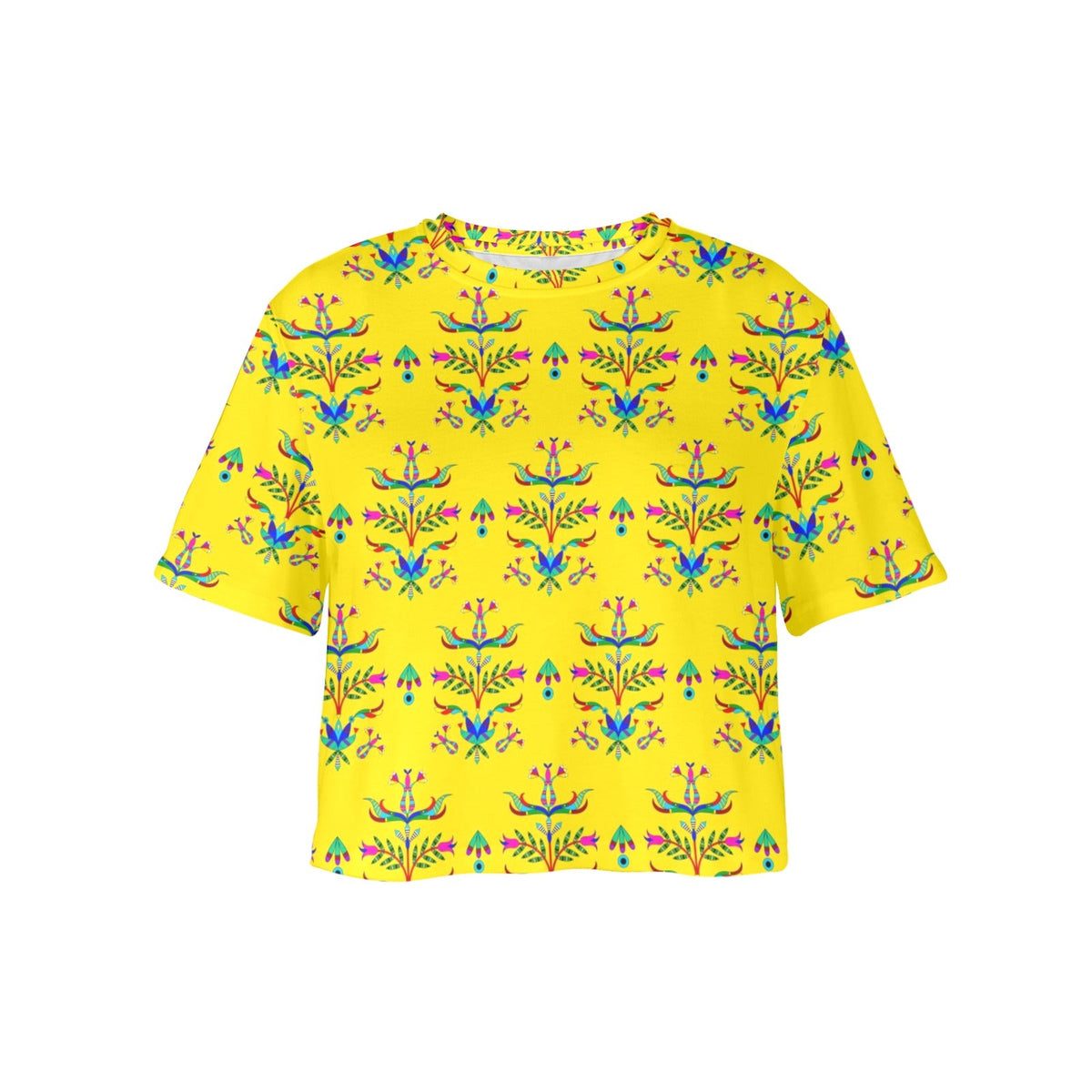 Dakota Damask Yellow Crop Top