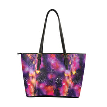 Load image into Gallery viewer, Animal Ancestors 9 Cosmic Swirl Purple and Red Leather Tote Bag
