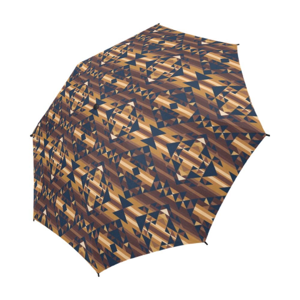 Marron Cloud Semi-Automatic Foldable Umbrella