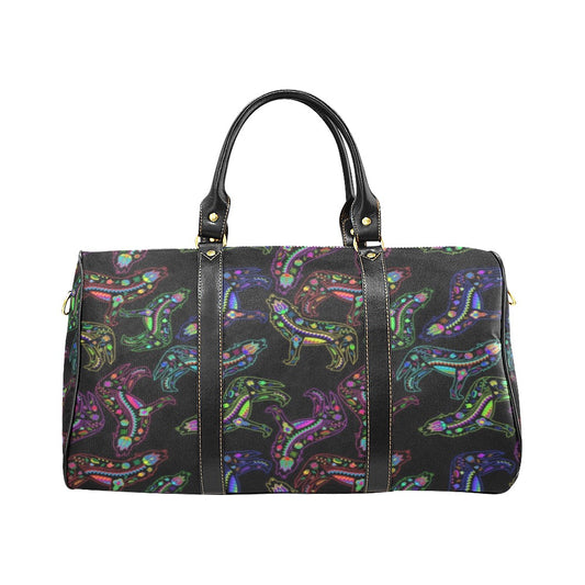 Neon Floral Wolves New Waterproof Travel Bag/Small