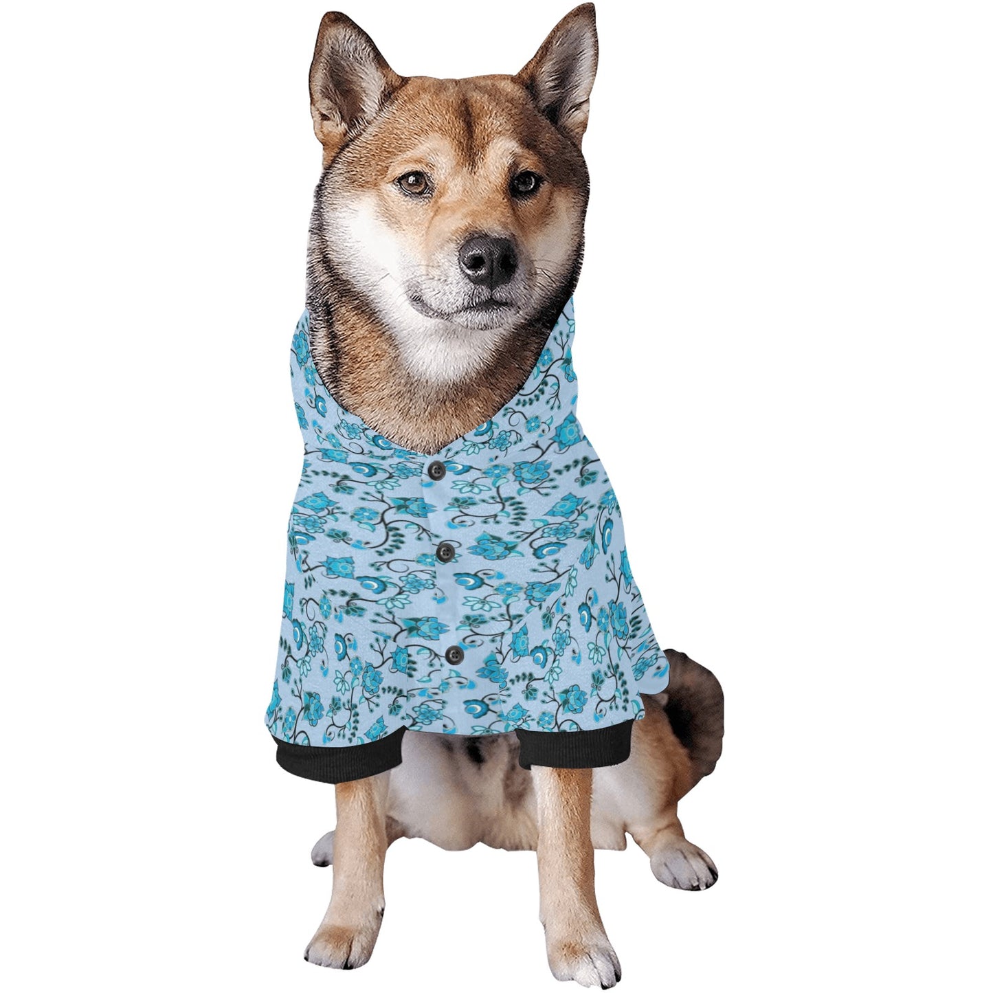 Blue Floral Amour Pet Dog Hoodie