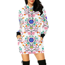 Load image into Gallery viewer, Floral Beadwork Four Clans White Hoodie Dress
