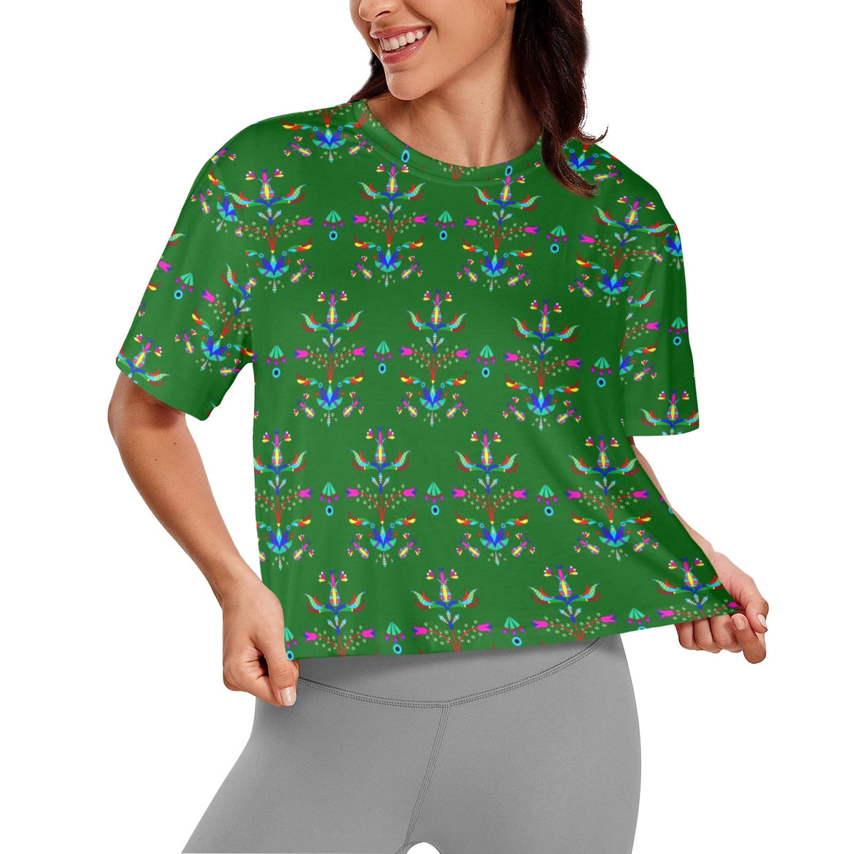 Dakota Damask Green Crop Top