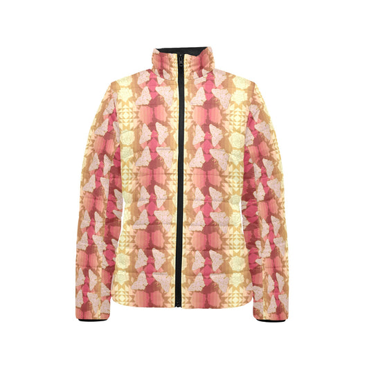 Butterfly and Roses on Geometric Stand Collar Jacket