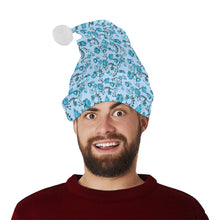 Load image into Gallery viewer, Blue Floral Amour Santa Hat
