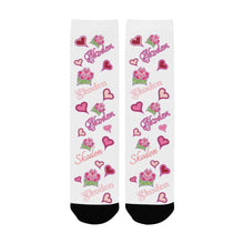 Load image into Gallery viewer, Ladies Skoden Floral Hearts White Women&#39;s Custom Socks
