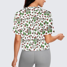 Load image into Gallery viewer, Strawberry Dreams White Crop Top
