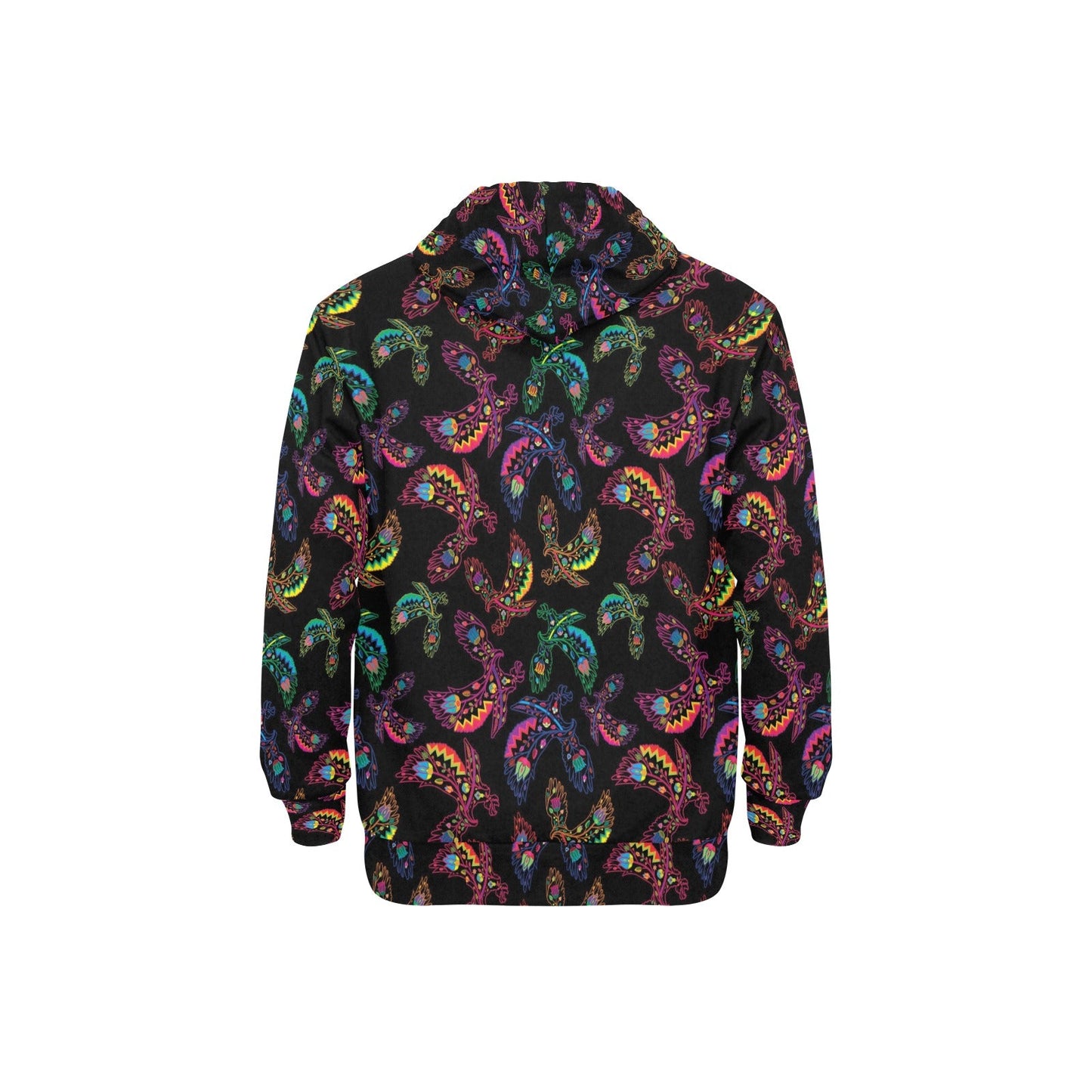 Neon Floral Eagles Men's Long Sleeve Fleece Hoodie