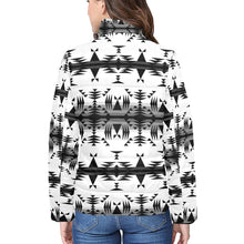 Load image into Gallery viewer, Between the Mountains White and Black Women&#39;s Stand Collar Padded Jacket
