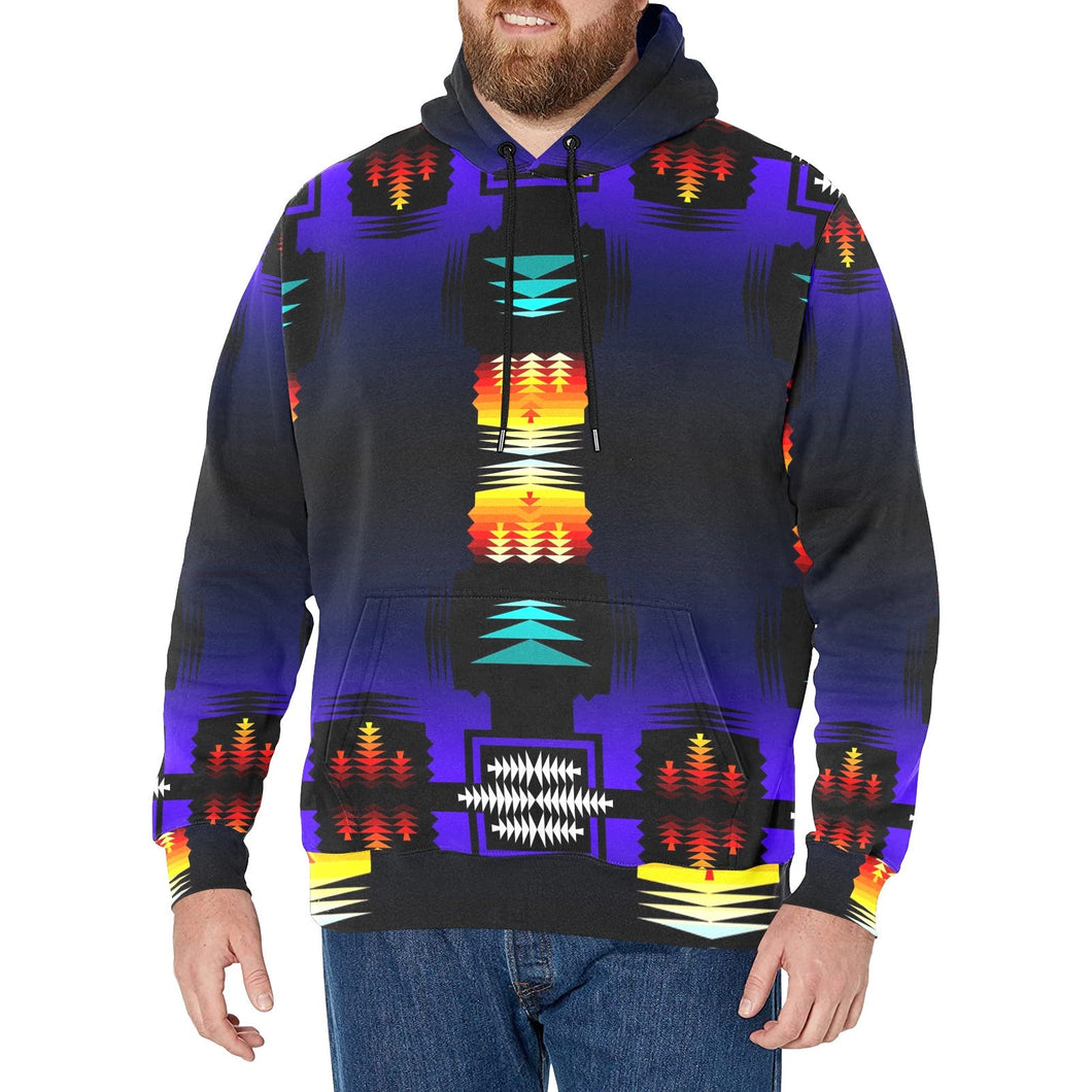 Midnight Sage Fire Men's Long Sleeve Fleece Hoodie