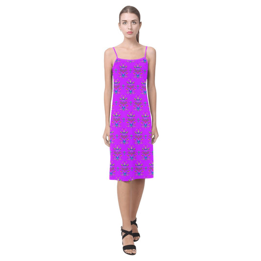 Dakota Damask Purple Alcestis Slip Dress