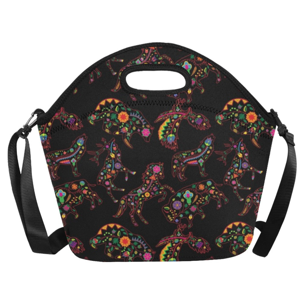 Neon Floral Animals Neoprene Lunch Bag/Large