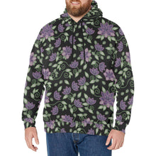 Load image into Gallery viewer, Purple Beaded Rose Men&#39;s Long Sleeve Fleece Hoodie
