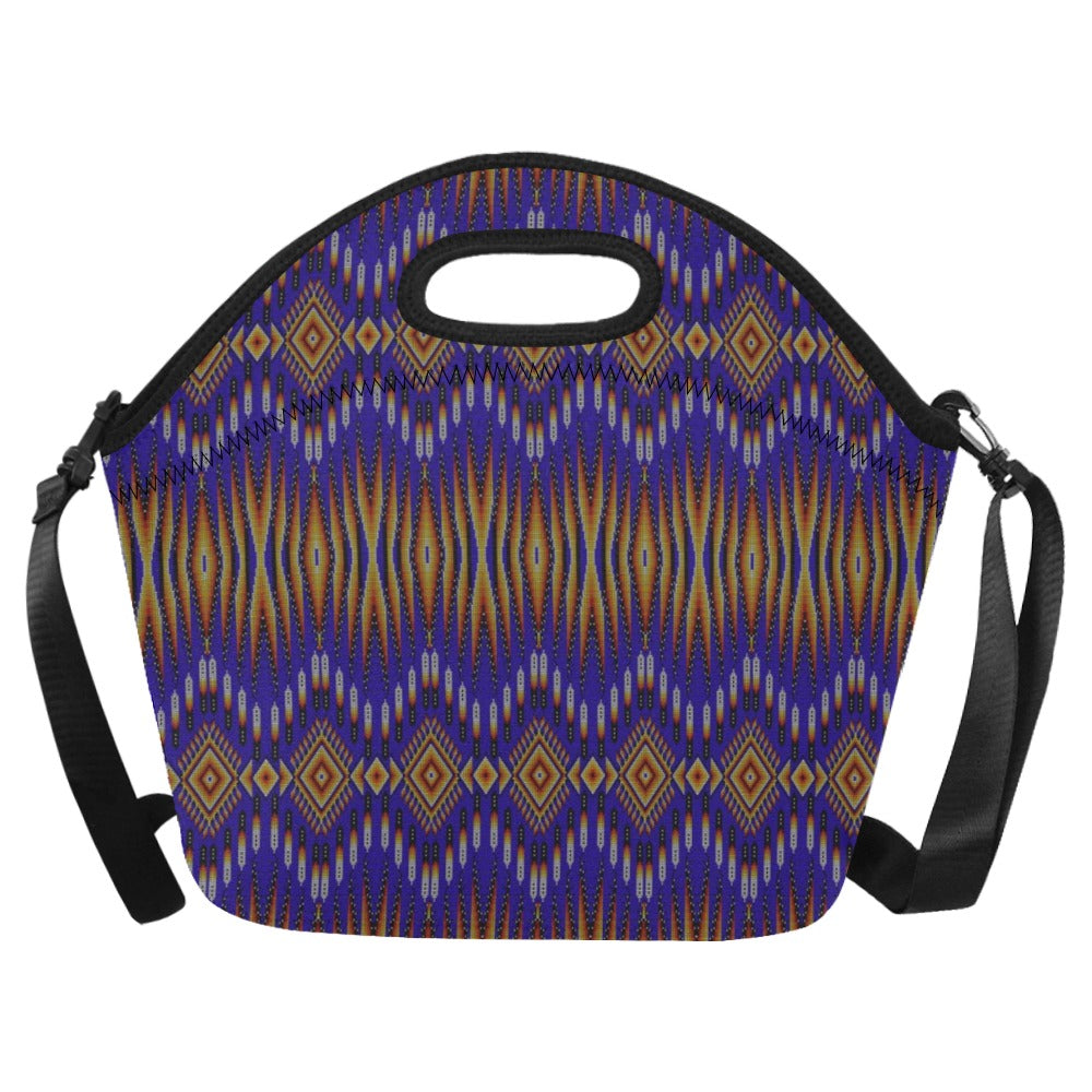 Fire Feather Blue Neoprene Lunch Bag/Large