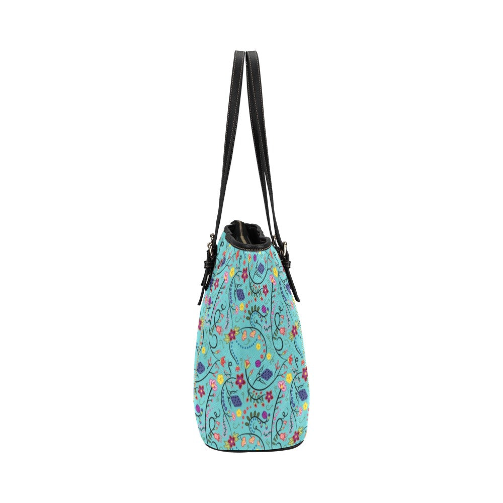 Fresh Fleur Sky Leather Tote Bag