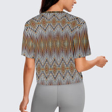 Load image into Gallery viewer, Fire Feather White Crop Top
