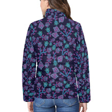 Load image into Gallery viewer, Beaded Blue Nouveau Women&#39;s Stand Collar Padded Jacket
