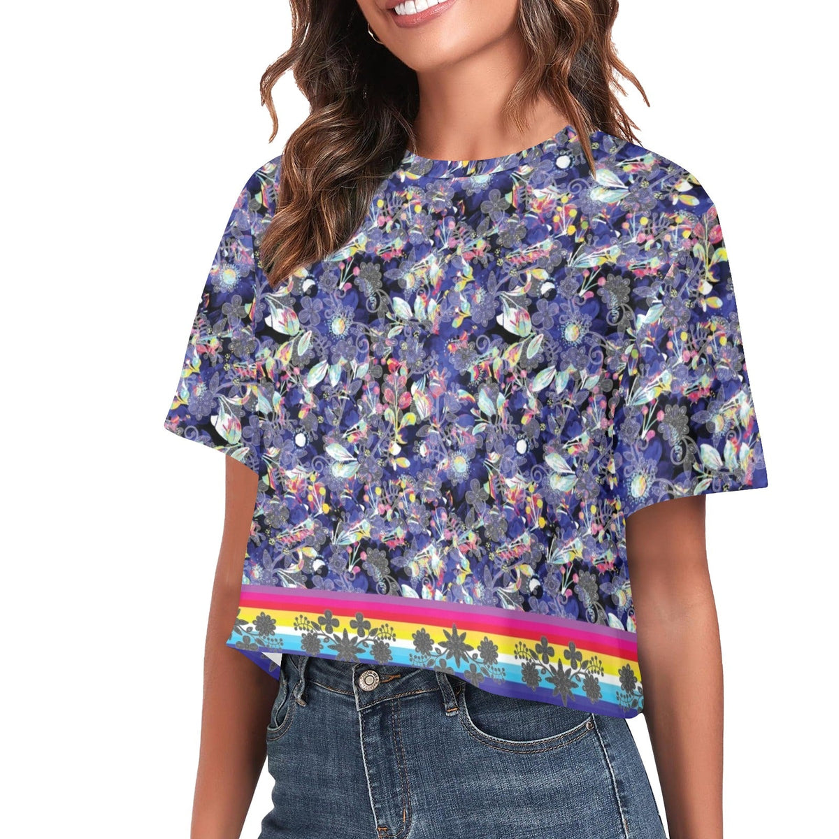 Culture in Nature Blue Crop Top