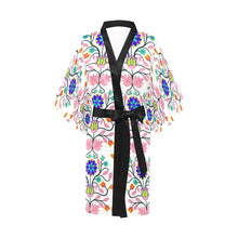 Load image into Gallery viewer, Floral Beadwork Four Clans White Kimono Robe
