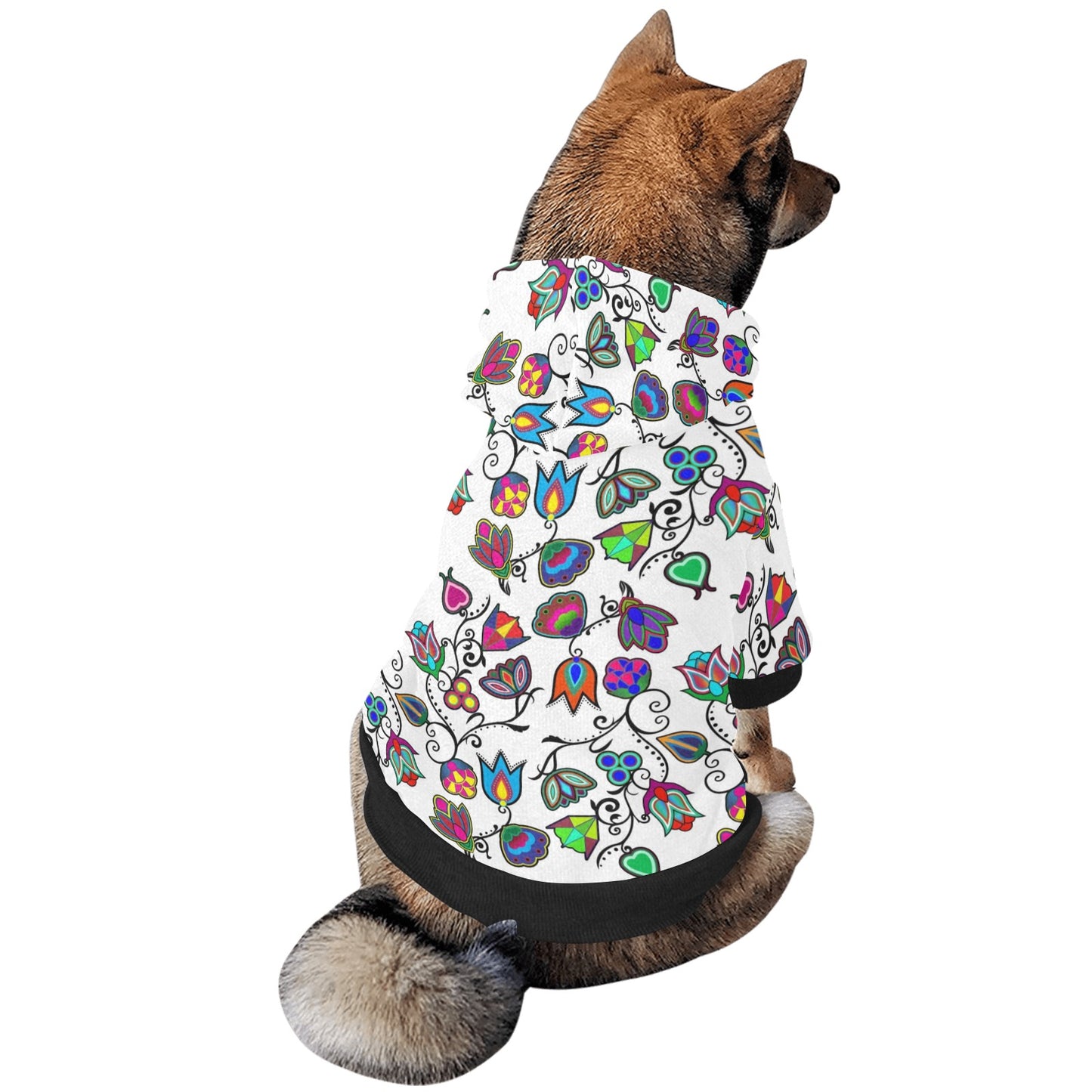 Indigenous Paisley White Pet Dog Hoodie