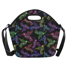 Load image into Gallery viewer, Neon Floral Hummingbirds Neoprene Lunch Bag/Large
