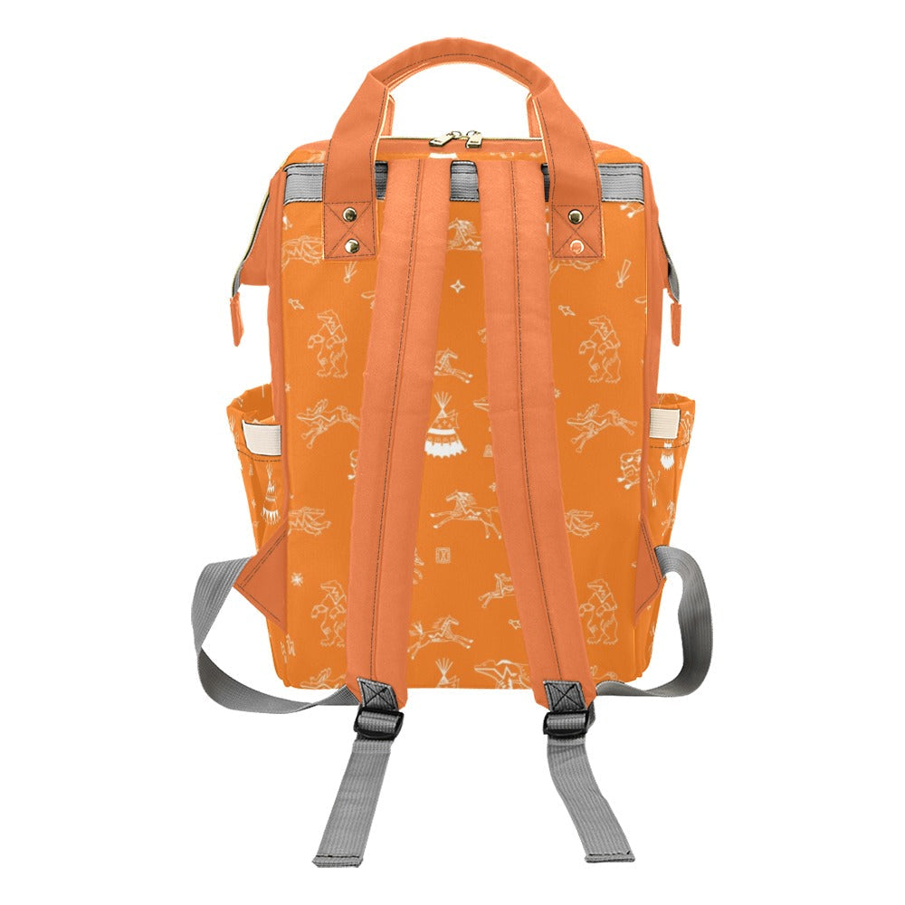 Ledger Dabbles Orange Multi-Function Diaper Backpack/Diaper Bag