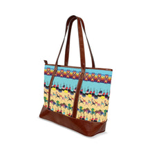 Load image into Gallery viewer, Horses and Buffalo Ledger Torquoise Tote Handbag
