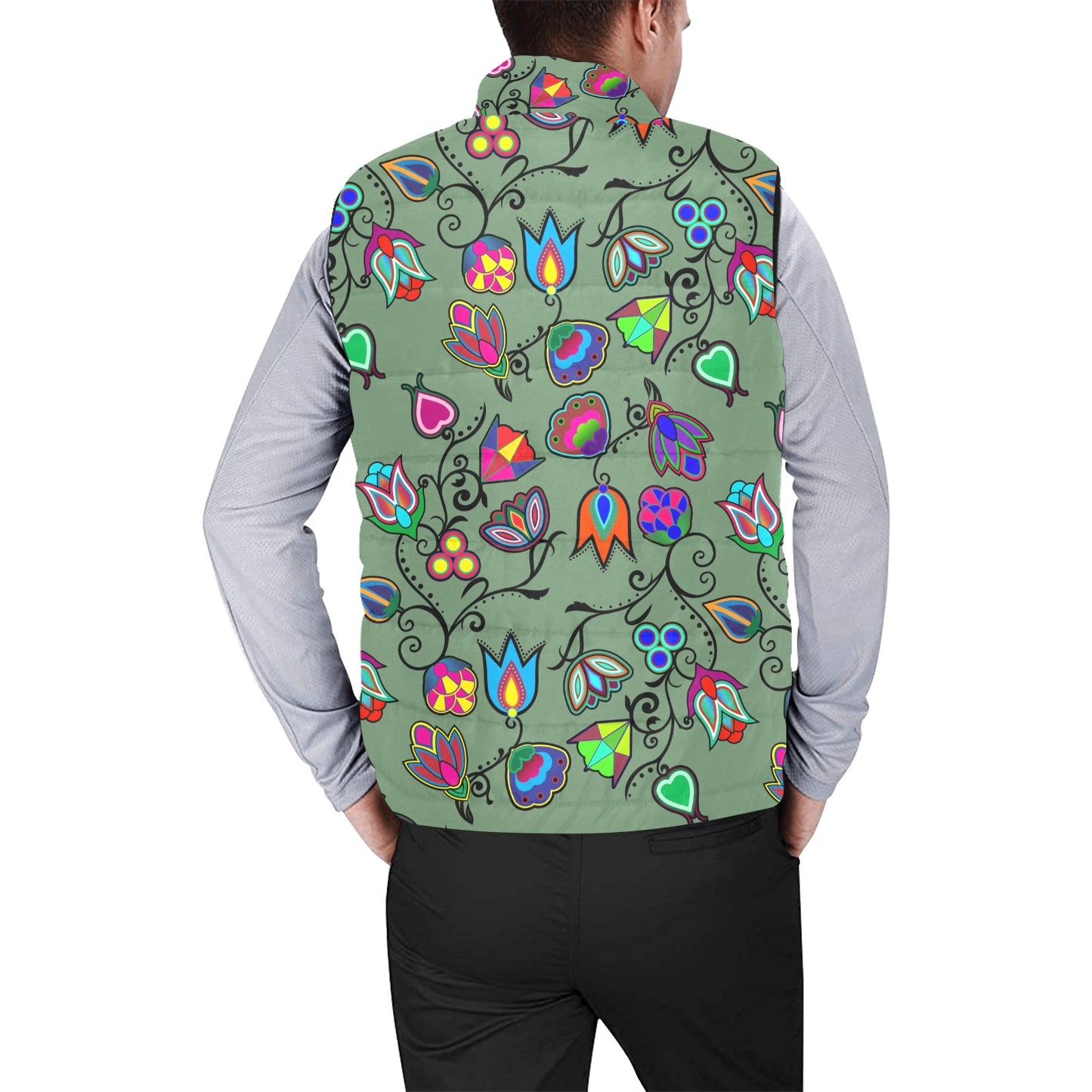 Indigenous Paisley Dark Sea Men's Padded Vest Jacket