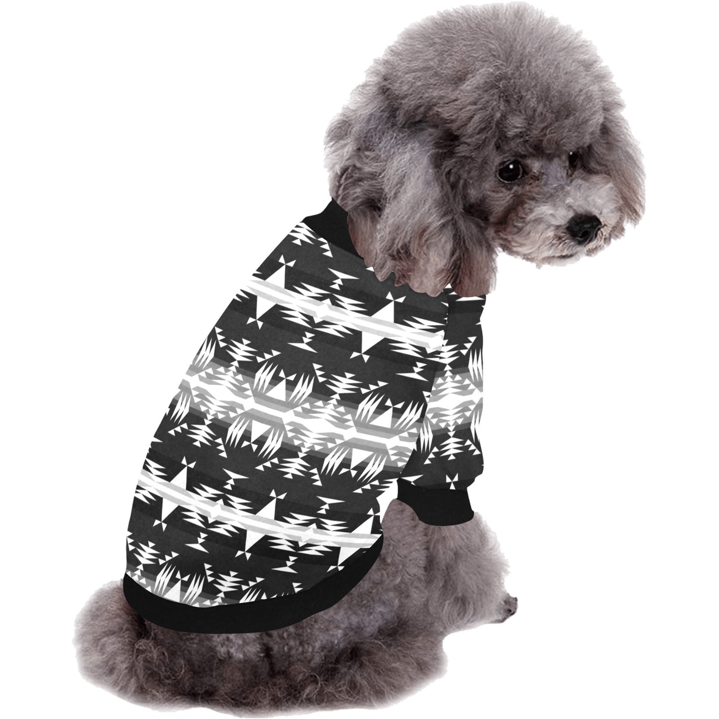 Between the Mountains Black and White Pet Dog Round Neck Shirt