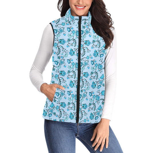 Blue Floral Amour Women's Padded Vest Jacket