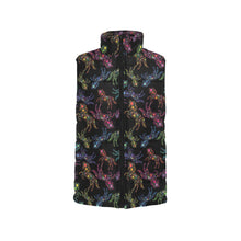 Load image into Gallery viewer, Neon Floral Horses Men&#39;s Padded Vest Jacket
