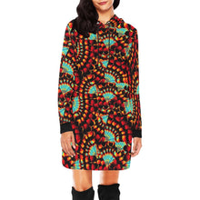 Load image into Gallery viewer, Hawk Feathers Fire and Turquoise Hoodie Dress
