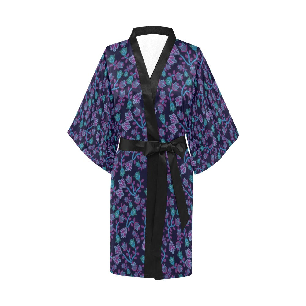 Beaded Blue Nouveau Kimono Robe
