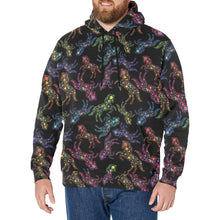 Load image into Gallery viewer, Neon Floral Horses Men&#39;s Long Sleeve Fleece Hoodie
