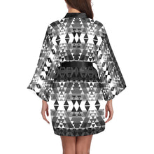 Load image into Gallery viewer, Writing on Stone Black and White Long Sleeve Kimono Robe
