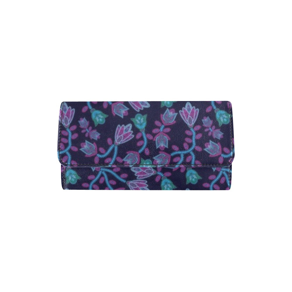 Beaded Blue Nouveau Women's Trifold Wallet