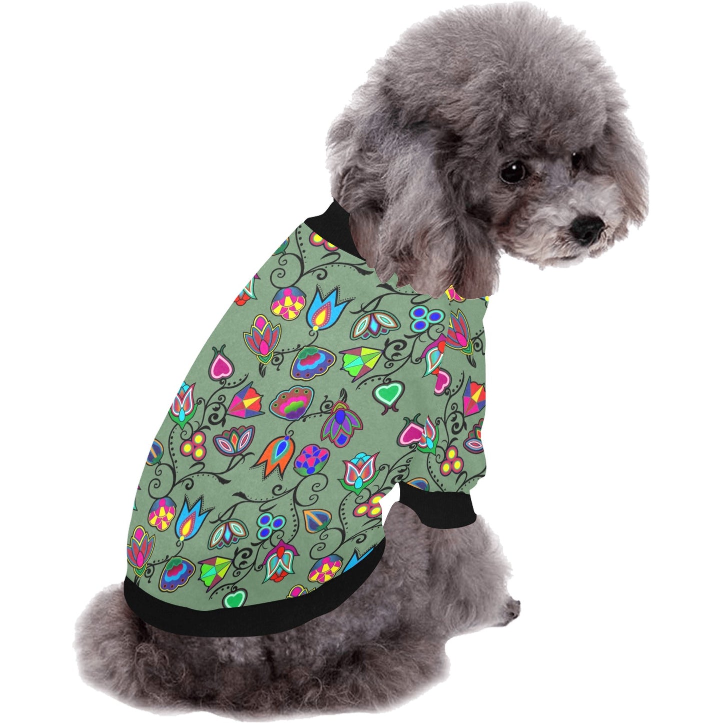 Indigenous Paisley Dark Sea Pet Dog Round Neck Shirt