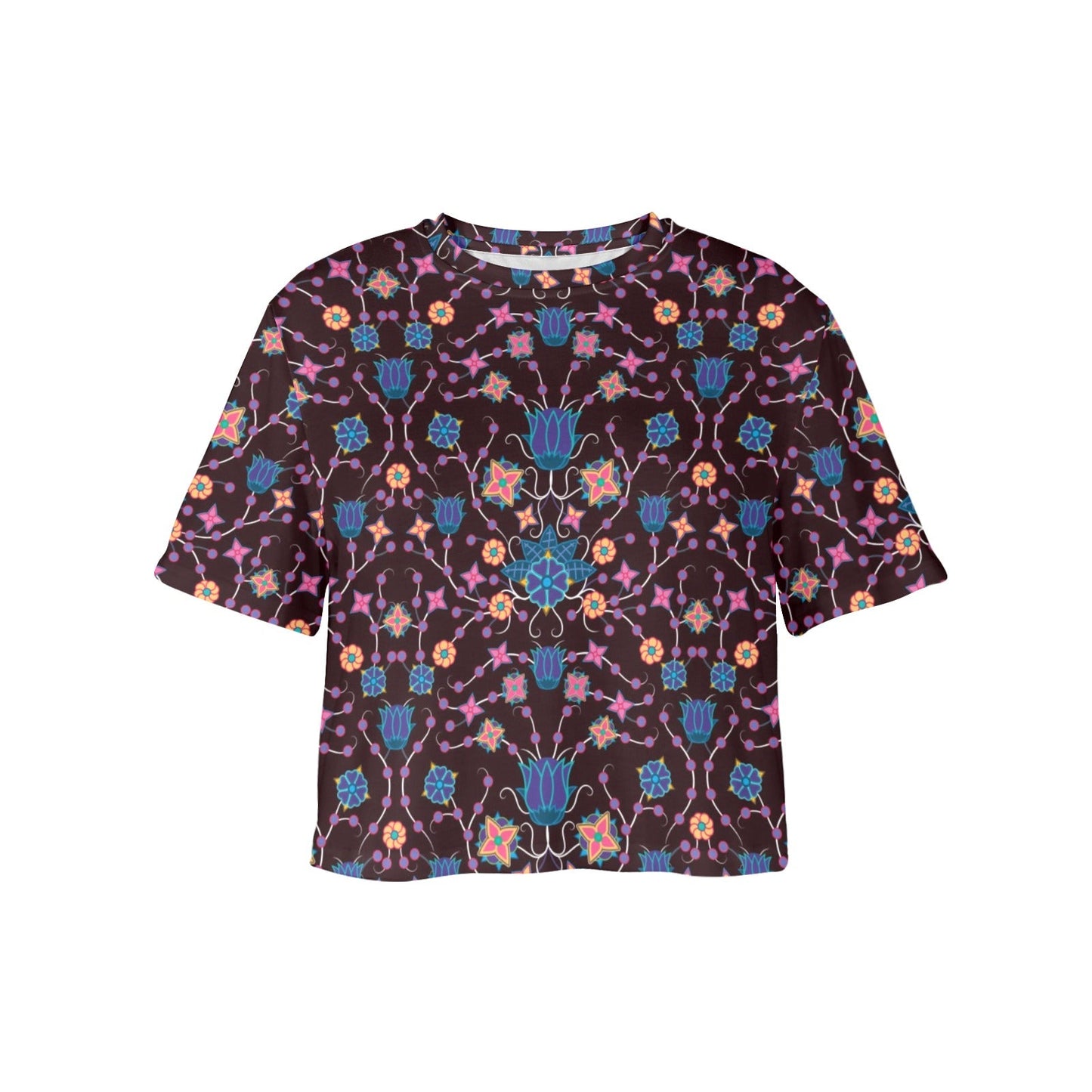 Floral Damask Purple Crop Top