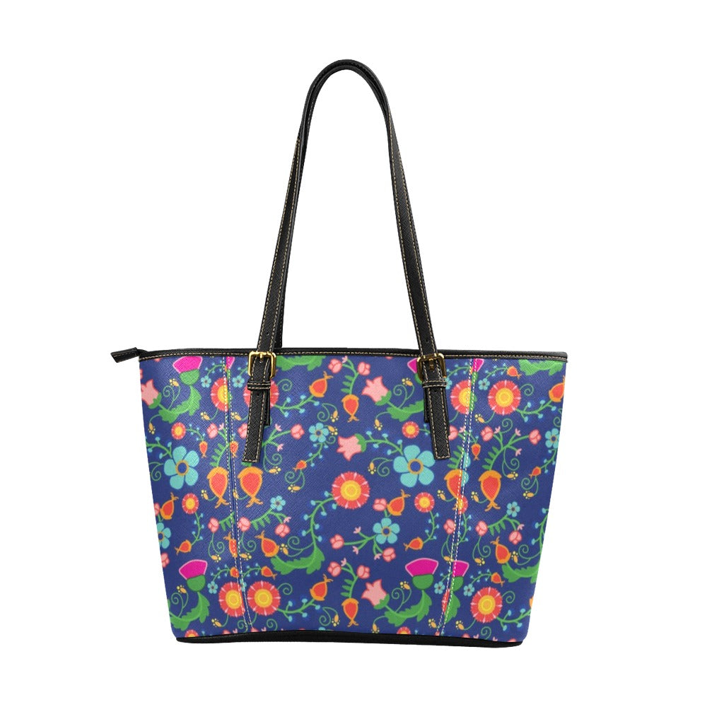 Bee Spring Twilight Leather Tote Bag