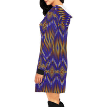 Load image into Gallery viewer, Fire Feather Blue Hoodie Dress
