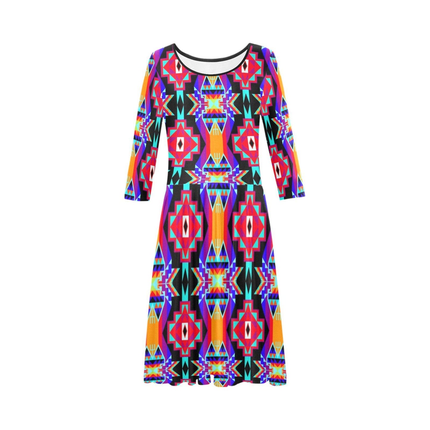 Fancy Bustle Tethys Half-Sleeve Skater Dress(Model D20) Tethys Half-Sleeve Skater Dress (D20) e-joyer 