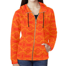 Load image into Gallery viewer, Fancy Orange All Over Print Full Zip Hoodie for Women (Model H14) All Over Print Full Zip Hoodie for Women (H14) e-joyer 
