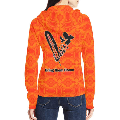 Fancy Orange Bring Them Home All Over Print Full Zip Hoodie for Women (Model H14) All Over Print Full Zip Hoodie for Women (H14) e-joyer 