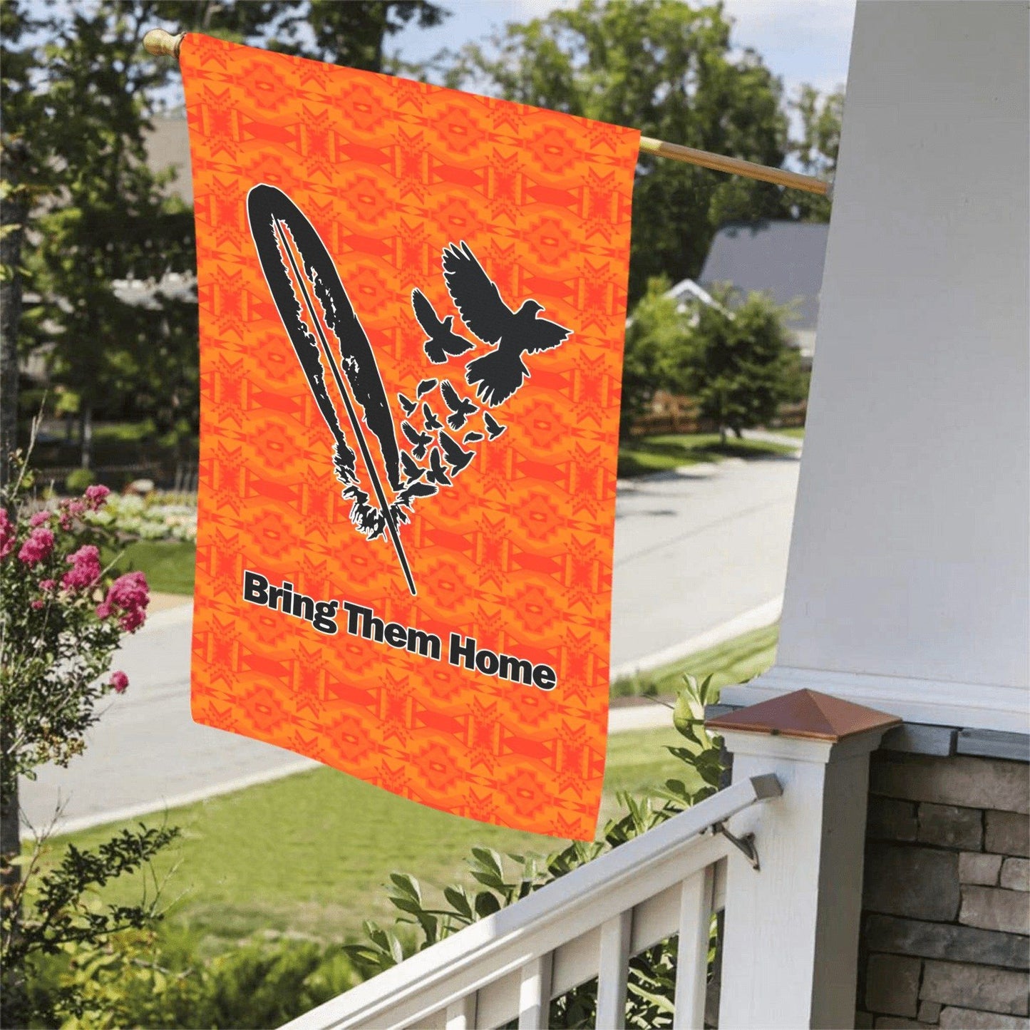 Fancy Orange - Bring Them Home Feather with Doves Garden Flag 36''x60'' (Two Sides Printing) Garden Flag 36‘’x60‘’ (Two Sides) e-joyer 